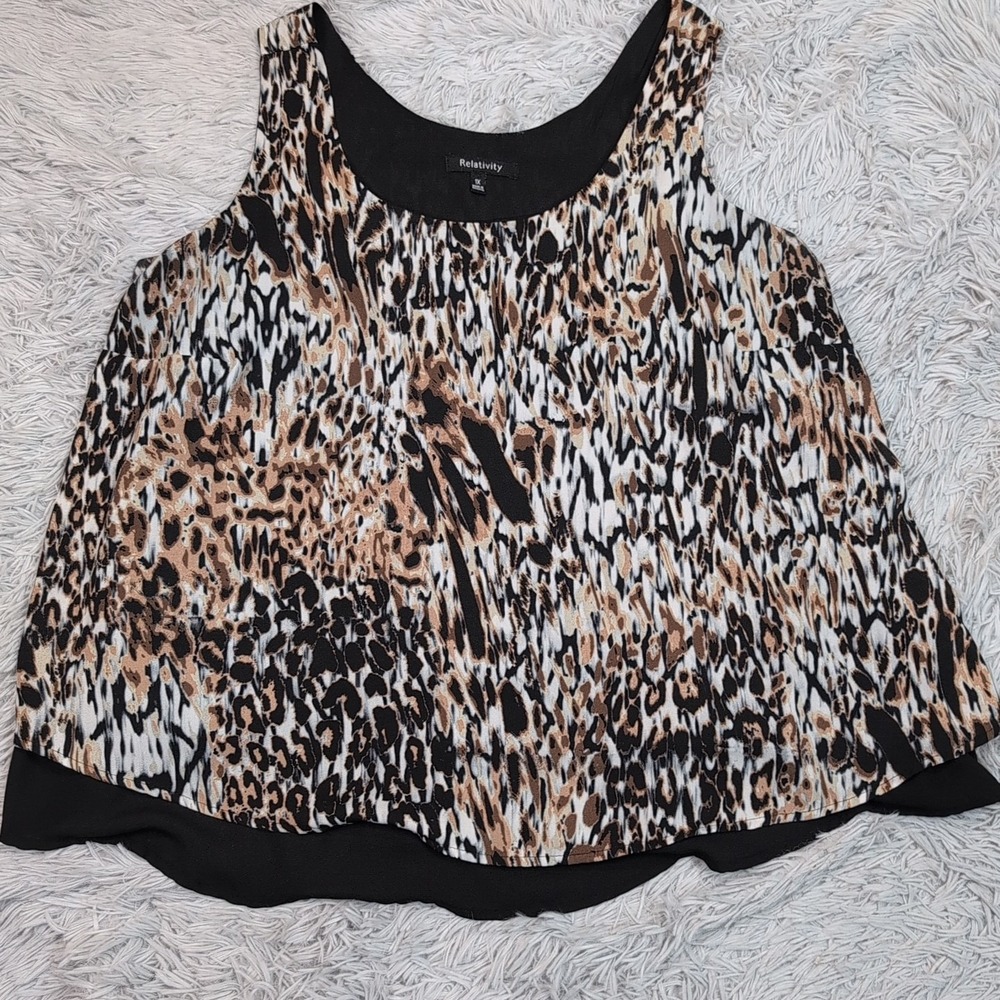 Relativity Shirt Womens 1X Blouse Tank Top Lightweight Casual Comfort‎ Preppy